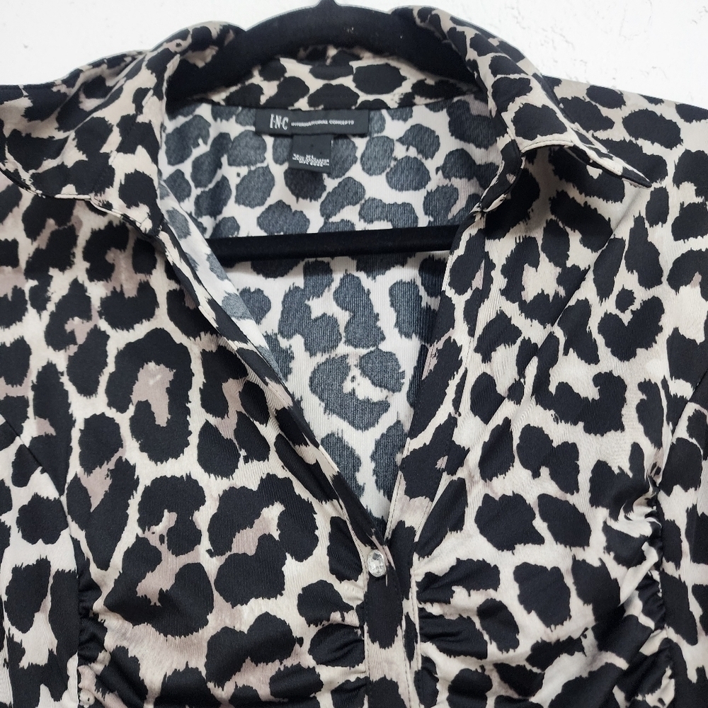 INC 3/4 Sleeve Animal Print Blouse Top XL - Picture 8 of 15